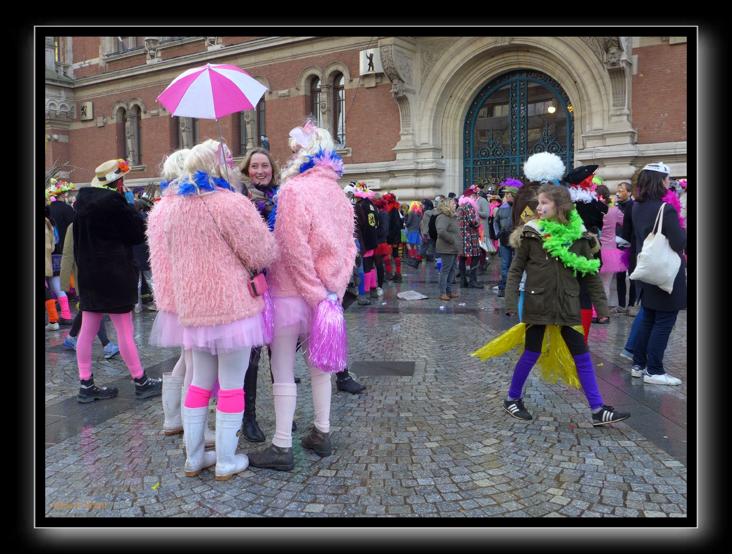 Dunkerque Centre Ville 50 sous la grèle en attendant le lancé de harengs