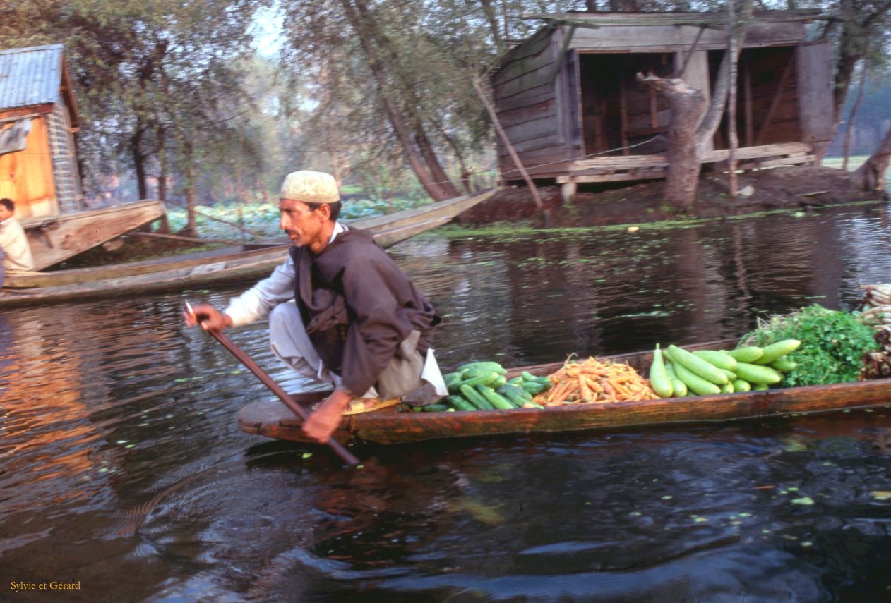 148 Srinagar marché sur les canaux Cachemire Inde-1991-146