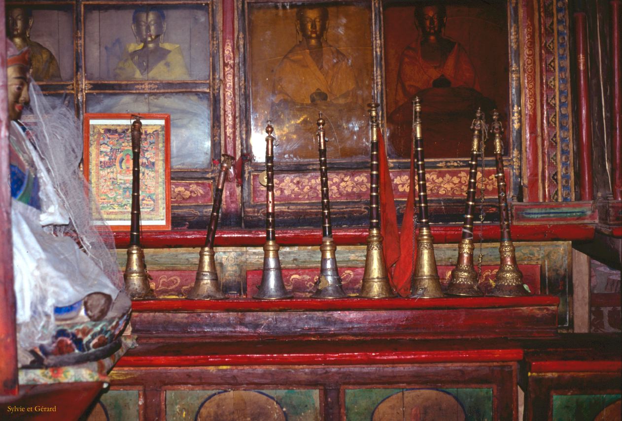 84 Thiksé cornes monastère Ladhak Inde-1991-082