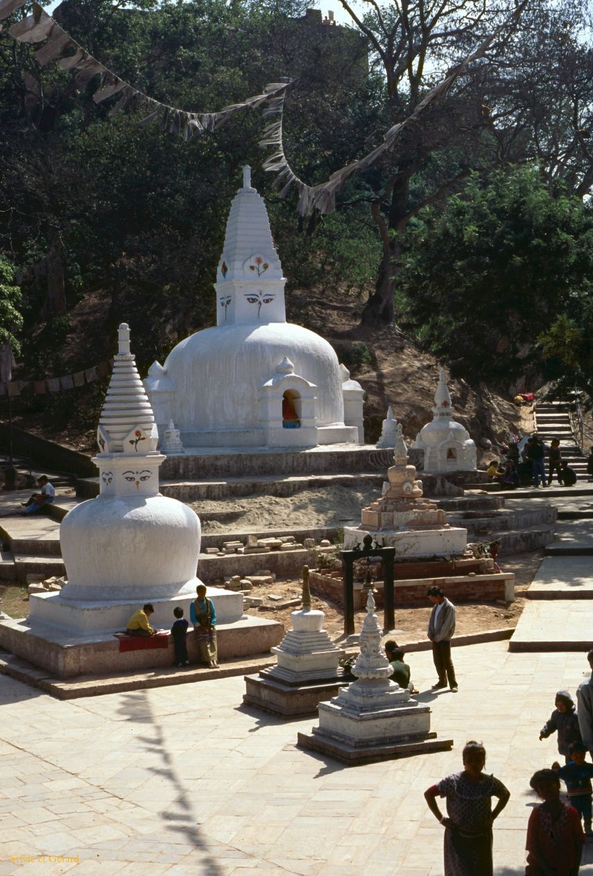 Katmandou Swayambunath ou temple des singes Nepal 1993-019
