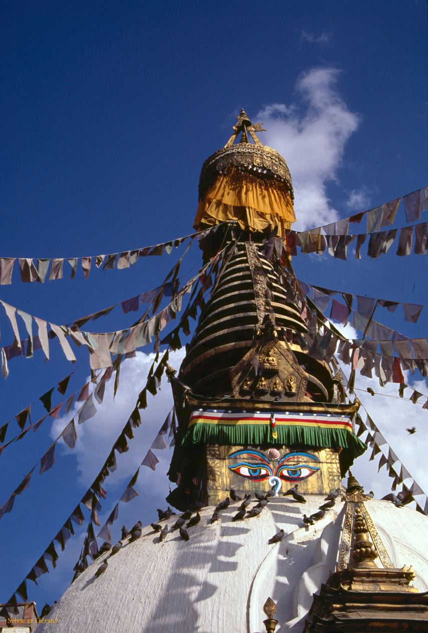 Katmandou Swayambunath ou temple des singes Nepal 1993-071